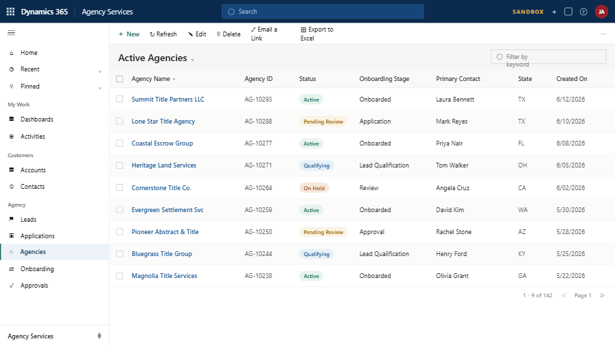 Agency Services D365 CRM